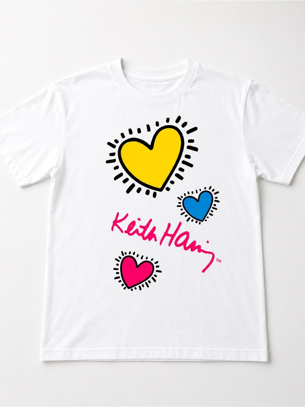 Keith Haring Kids' White Graphic Heart Tee Sz 11/12 New